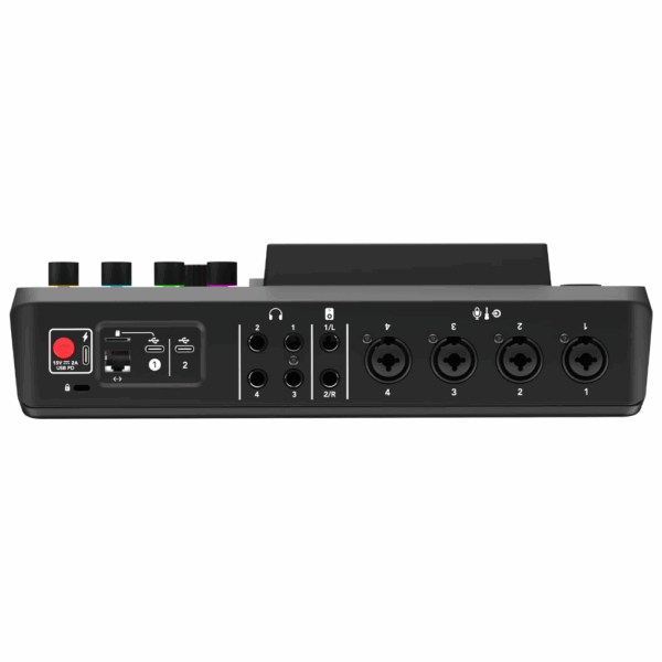Rode-Rodecaster-Pro-backside Podcast set